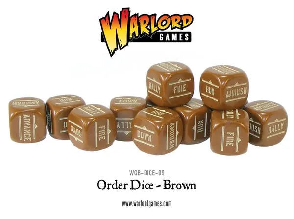 Bolt Action Orders Dice - Brown (12)-Warlord Games-Radaddel