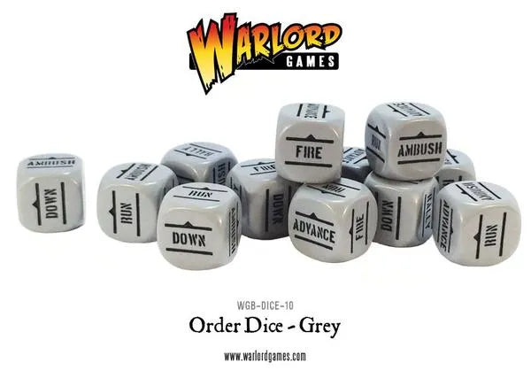Bolt Action Orders Dice - Grey (12)-Warlord Games-Radaddel