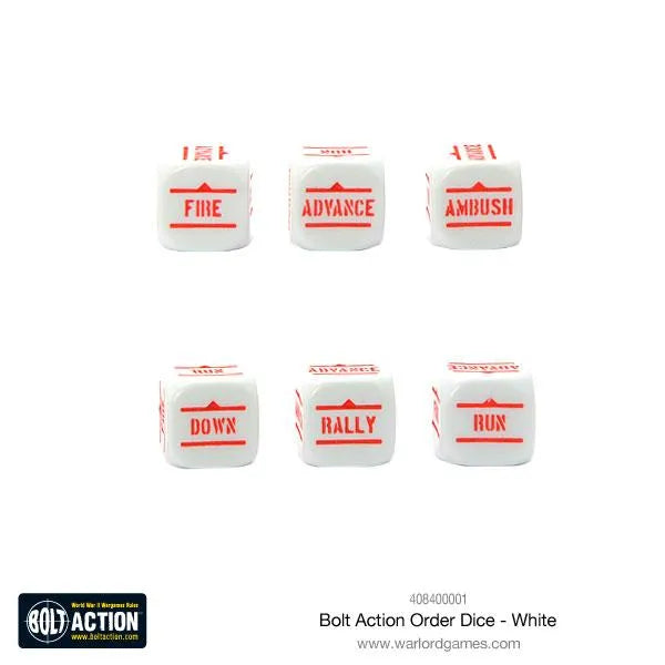 Bolt Action Orders Dice - White (12)-Warlord Games-Radaddel
