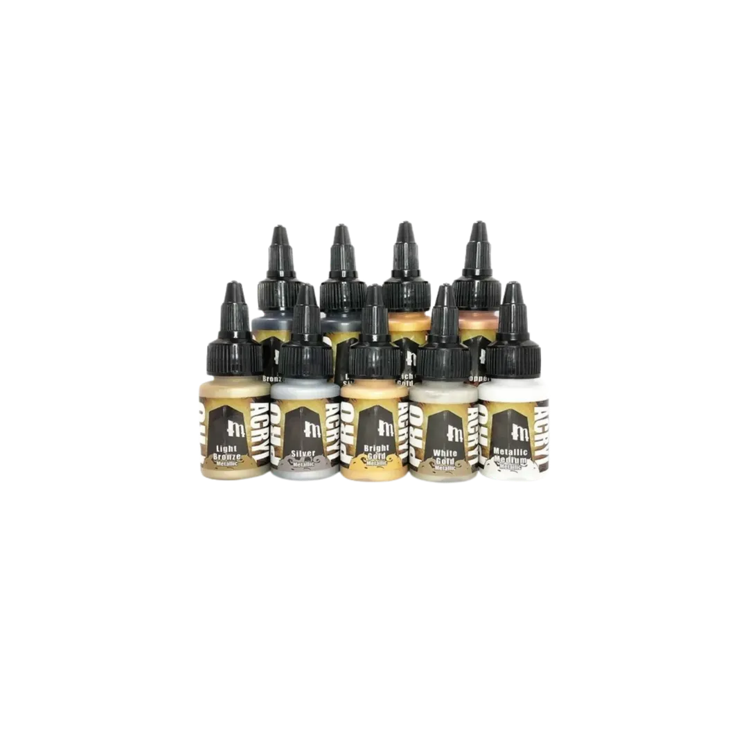 Pro Acryl Metallic Set (9x22ml)-Monument Hobbies-Radaddel