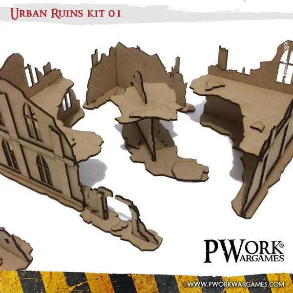 MDF Terrain Urban Ruins 01-PWork Wargames-Radaddel