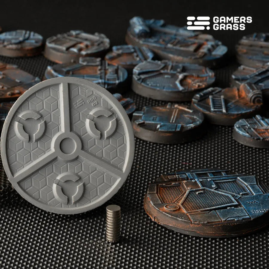 Spaceship Corridor Bases Round 50mm (x3)-Gamers Grass-Radaddel