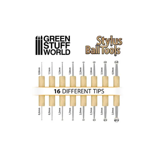 Ball STYLUS Modellierwerkzeug Satz 8 tlg.-Greenstuff World-Radaddel