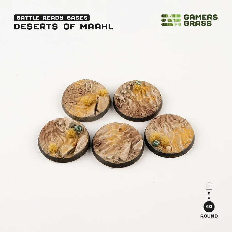 Deserts of Maahl Bases Round 40mm (x5)-Gamers Grass-Radaddel