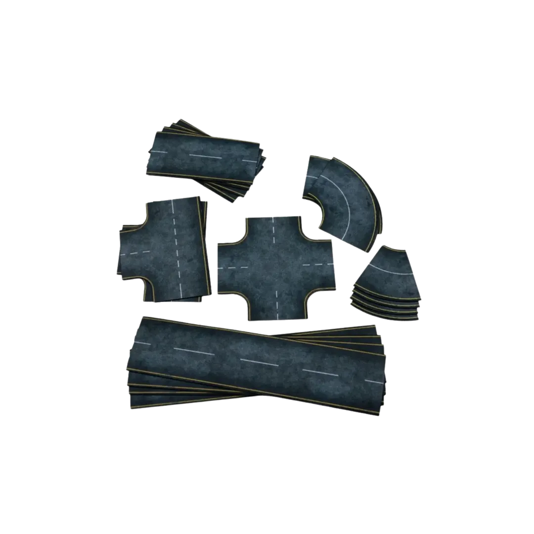 Asphalt Roads - Rubber 2D Road Set 15mm-Playmats.eu-Radaddel