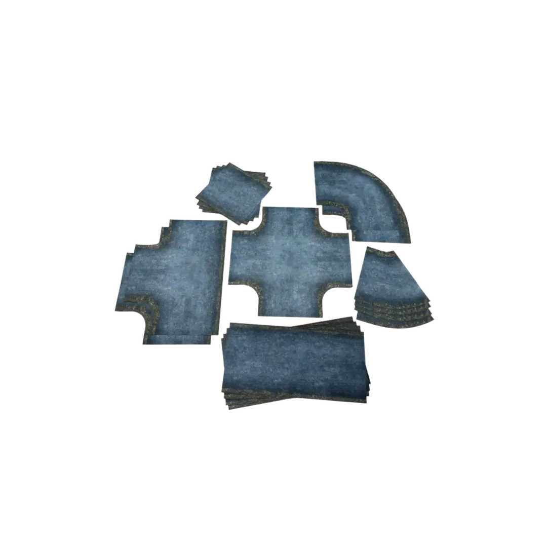 Old Asphalt Roads - Anti-Slip Fabric 2D Road Set 28mm-Playmats.eu-Radaddel