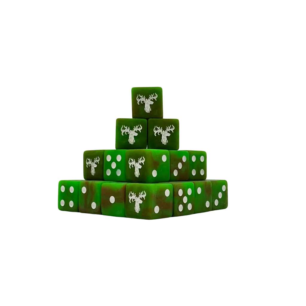 Forest Stag Green Dice 16mm Square (25 Stück)-Baron of Dice-Radaddel