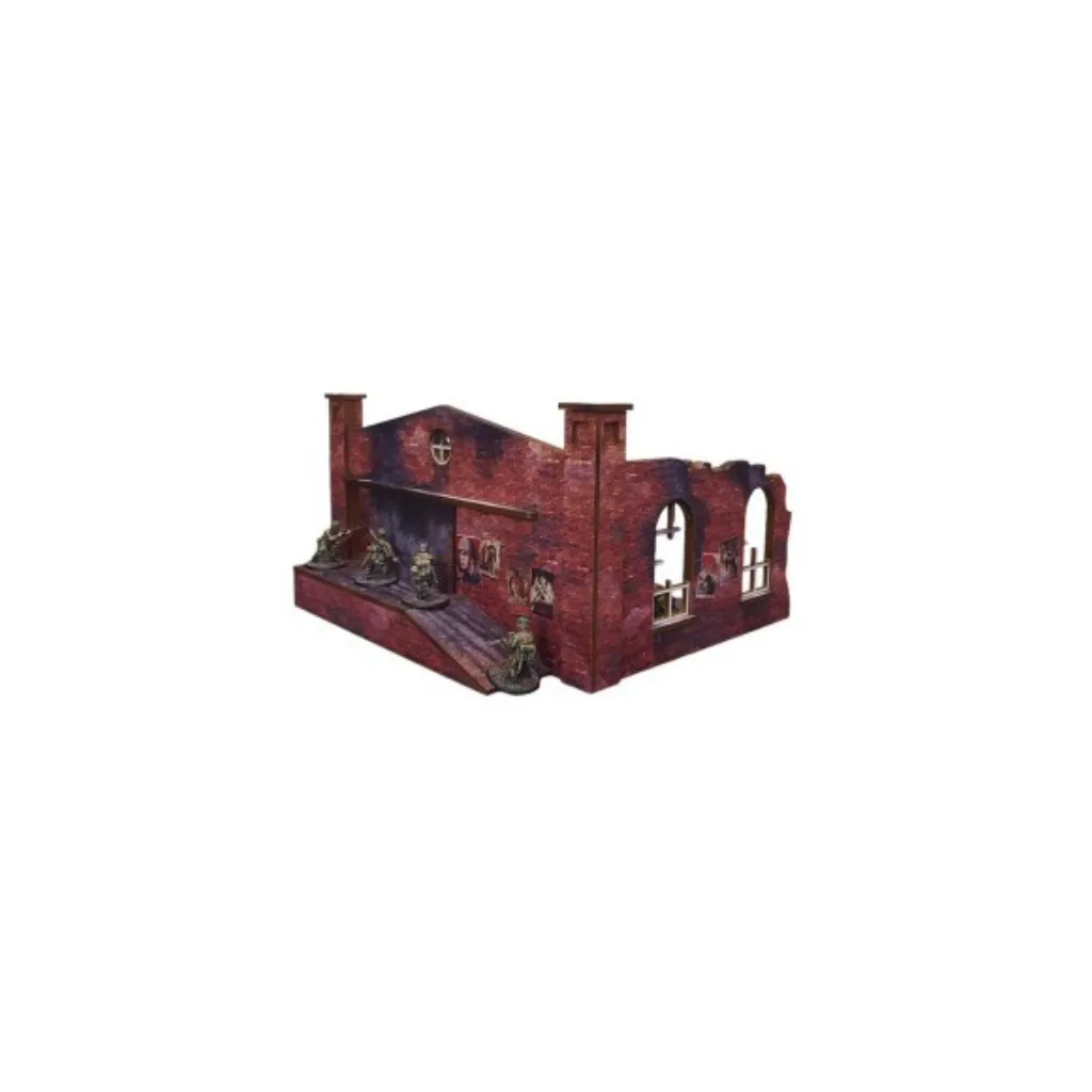 Pre-painted WW2 Ostfront Stalingrad Factory Back with ramp (1)-Micro Art Studio-Radaddel