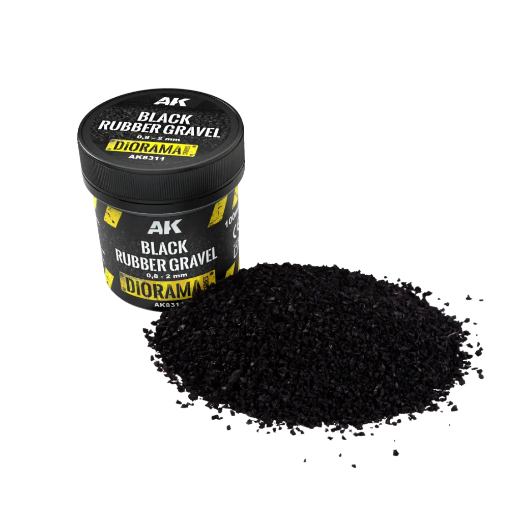 Black Rubber Gravel 0,8-2mm - 100ml-AK-Interactive-Radaddel