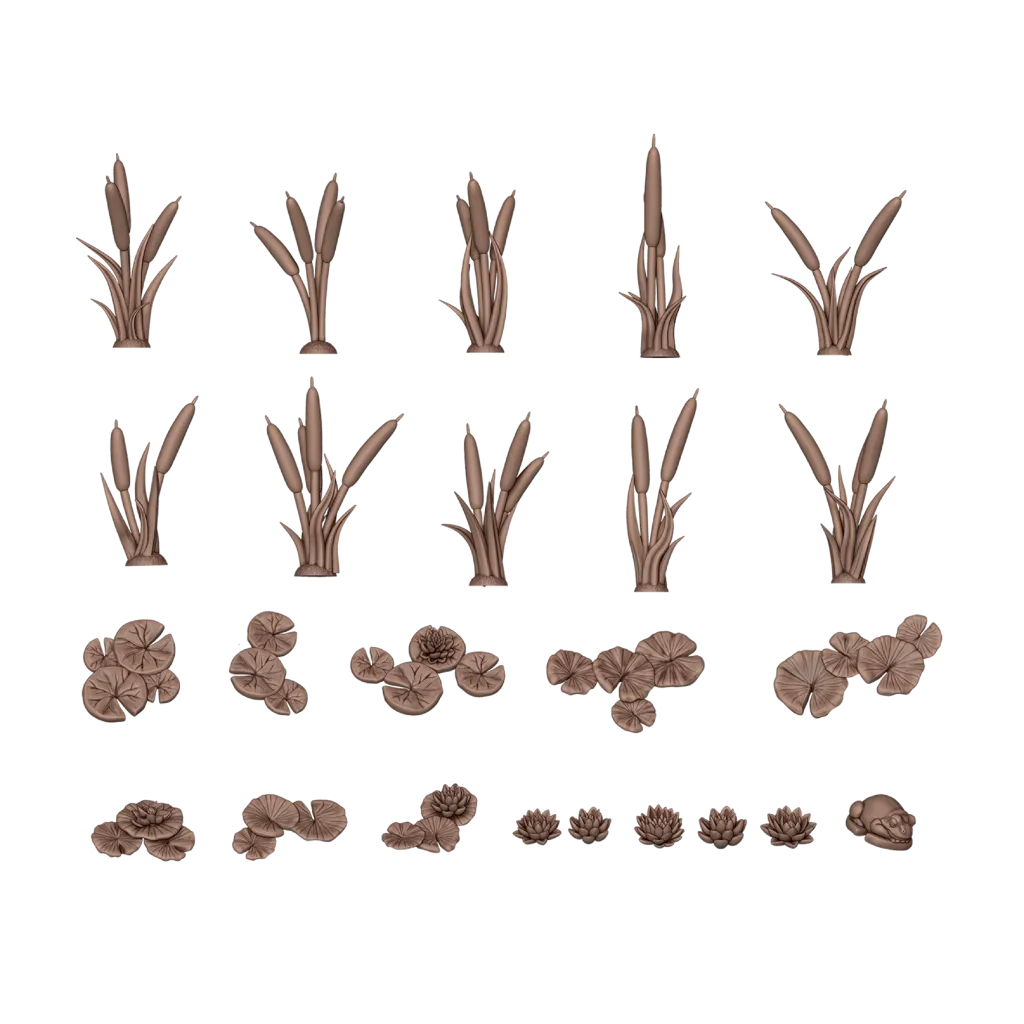 Water Lilies & Cattails - Basing Bits (24 Teile)-AK-Interactive-Radaddel