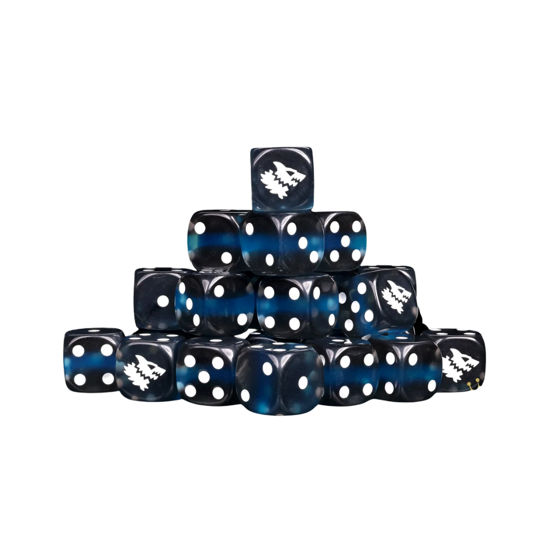 Black Ice Dice Round 16mm (25 Stück)