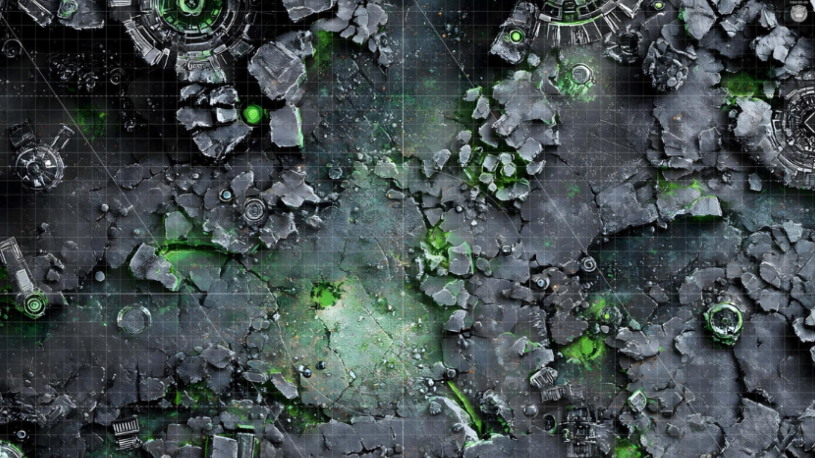 Gaming Mat Neoprene 60x44 - Tomb World with Deployment Zones and Grid-GMS Forge-Radaddel