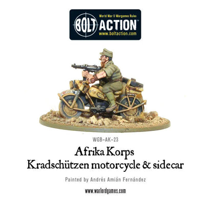 Afrika Korps Kradschützen mit Beiwagen-Warlord Games-Radaddel