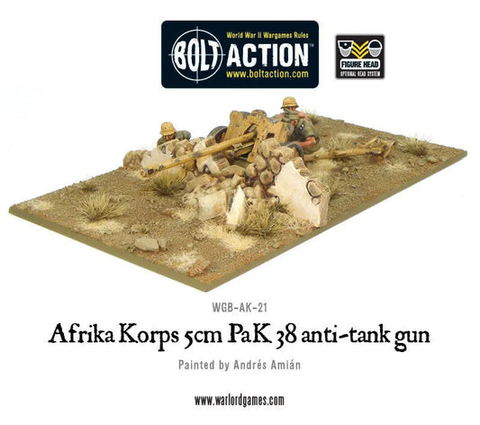 Afrika Korps 5cm PaK 38 Anti Tank Gun-Warlord Games-Radaddel