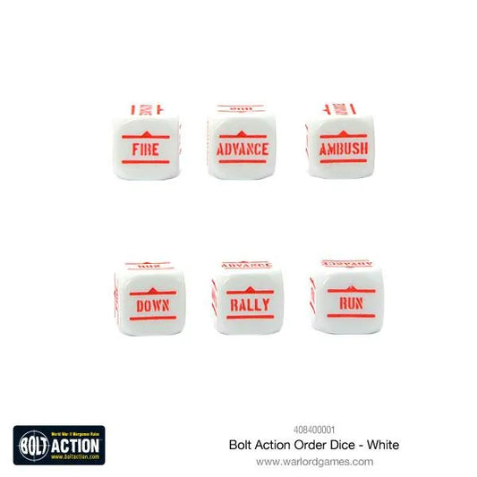 Bolt Action Orders Dice - White (12)-Warlord Games-Radaddel