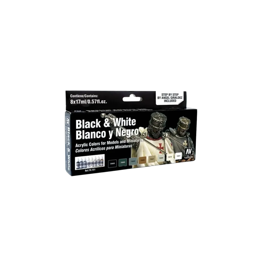 Vallejo Black and White Set (70151) - 8 Farben-Vallejo-Radaddel