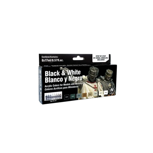 Vallejo Black and White Set (70151) - 8 Farben-Vallejo-Radaddel