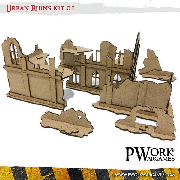 MDF Terrain Urban Ruins 01-PWork Wargames-Radaddel