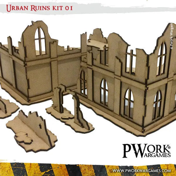 MDF Terrain Urban Ruins 01-PWork Wargames-Radaddel