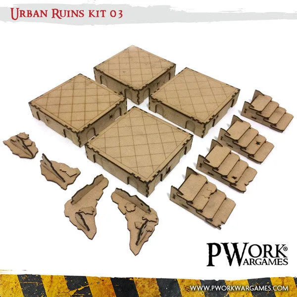 MDF Terrain Urban Ruins 03-PWork Wargames-Radaddel