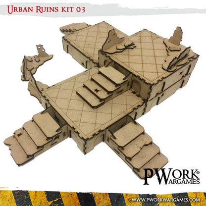 MDF Terrain Urban Ruins 03-PWork Wargames-Radaddel