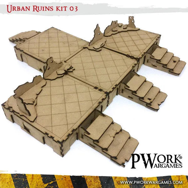 MDF Terrain Urban Ruins 03-PWork Wargames-Radaddel