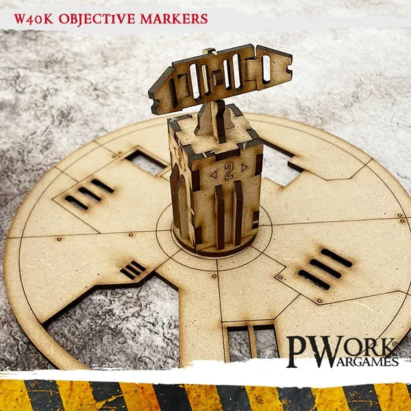 MDF Terrain Objective Markers & Radar Towers-PWork Wargames-Radaddel