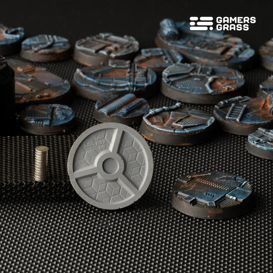 Spaceship Corridor Bases Round 32mm (x8)-Gamers Grass-Radaddel