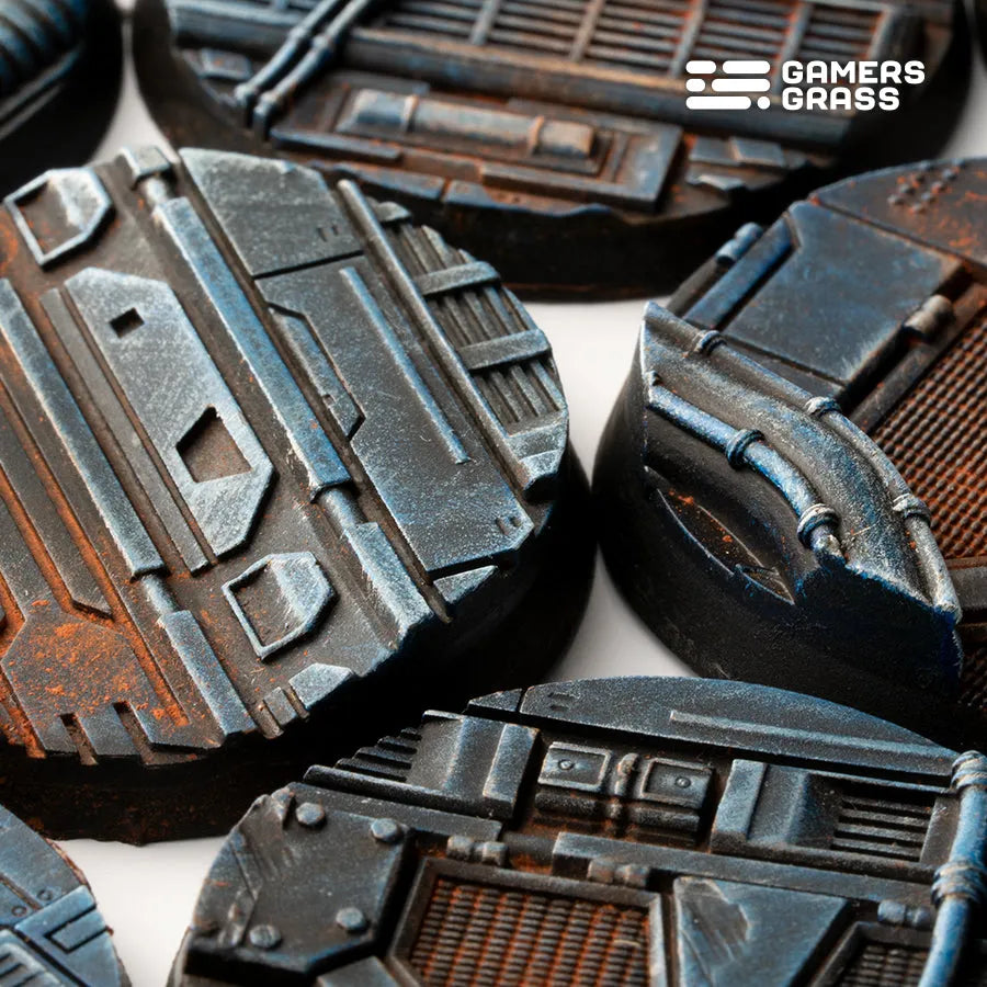 Spaceship Corridor Bases Round 40mm (x5)-Gamers Grass-Radaddel