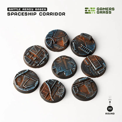 Spaceship Corridor Bases Round 40mm (x5)-Gamers Grass-Radaddel