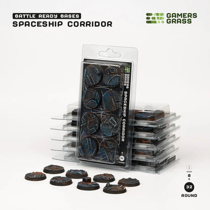 Spaceship Corridor Bases Round 40mm (x5)-Gamers Grass-Radaddel