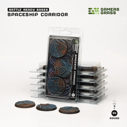 Spaceship Corridor Bases Round 50mm (x3)-Gamers Grass-Radaddel