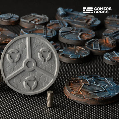 Spaceship Corridor Bases Round 50mm (x3)-Gamers Grass-Radaddel