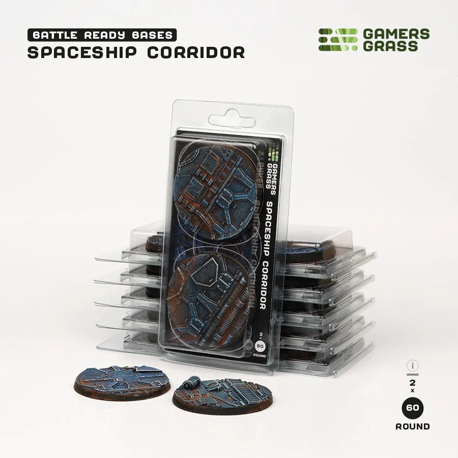 Spaceship Corridor Bases Round 60mm (x2)-Gamers Grass-Radaddel