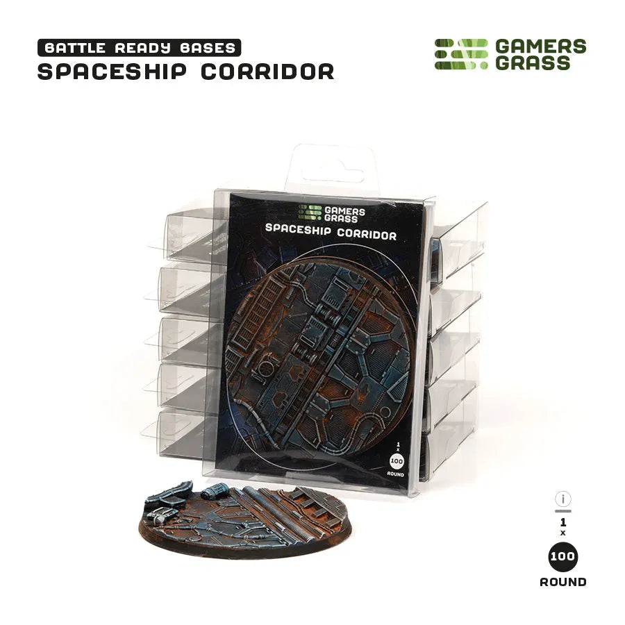 Spaceship Corridor Bases Round 100mm (x1)-Gamers Grass-Radaddel