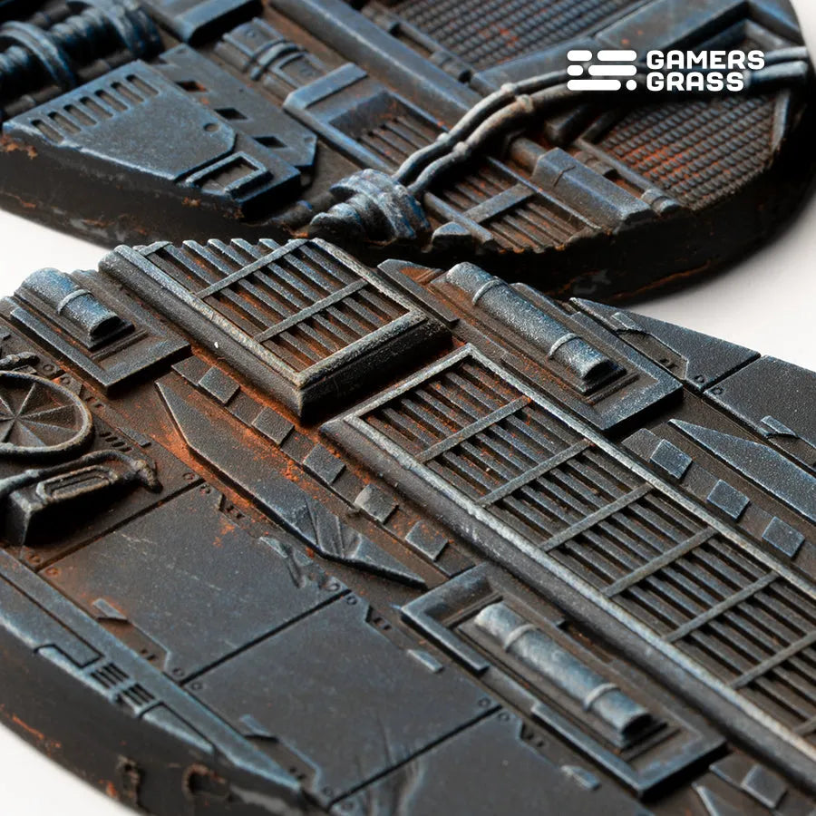 Spaceship Corridor Bases Oval 75mm (x3)-Gamers Grass-Radaddel