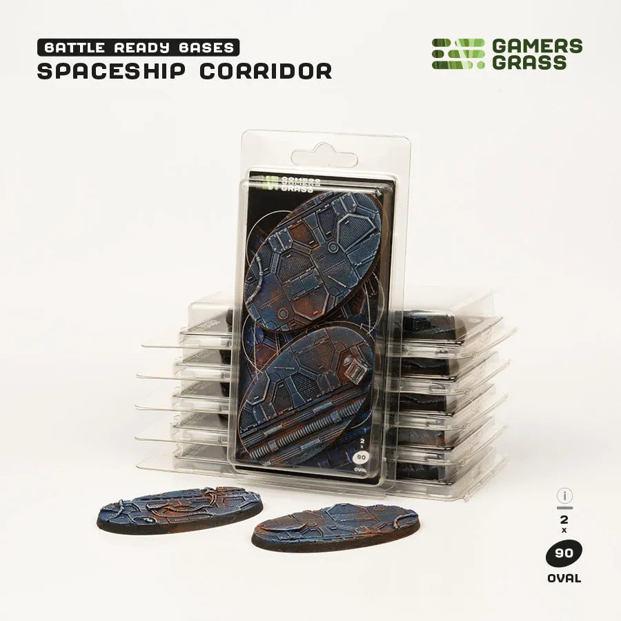 Spaceship Corridor Bases Oval 90mm (x2)-Gamers Grass-Radaddel