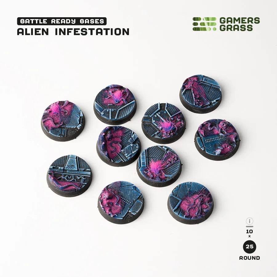 Alien Infestation Bases Round 25mm (x10)-Gamers Grass-Radaddel