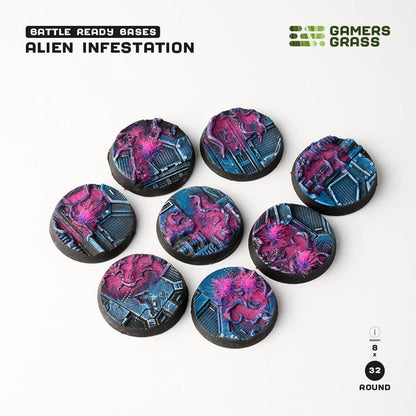 Alien Infestation Bases Round 32mm (x8)-Gamers Grass-Radaddel