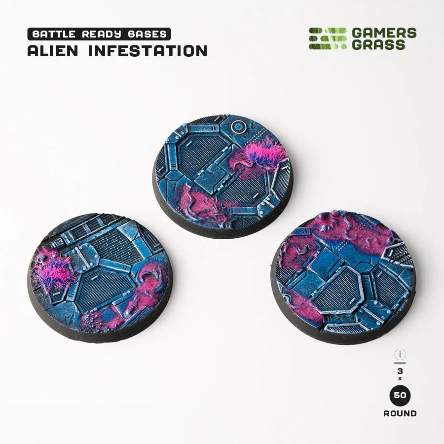 Alien Infestation Bases Round 50mm (x3)-Gamers Grass-Radaddel