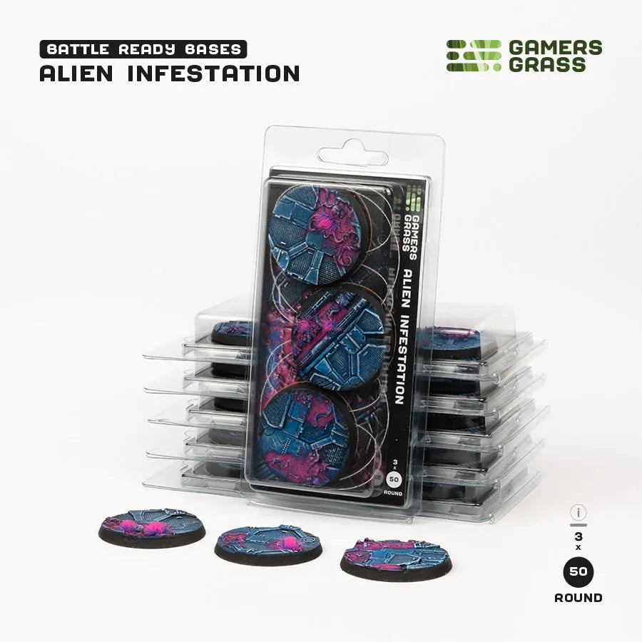 Alien Infestation Bases Round 50mm (x3)-Gamers Grass-Radaddel