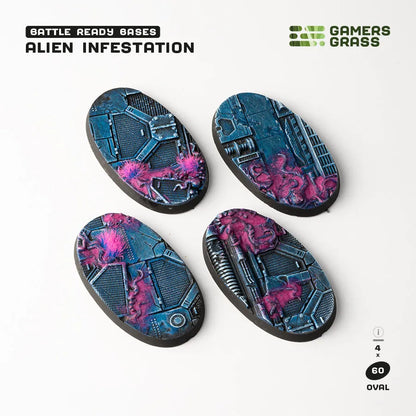 Alien Infestation Bases Oval 60mm (x4)-Gamers Grass-Radaddel