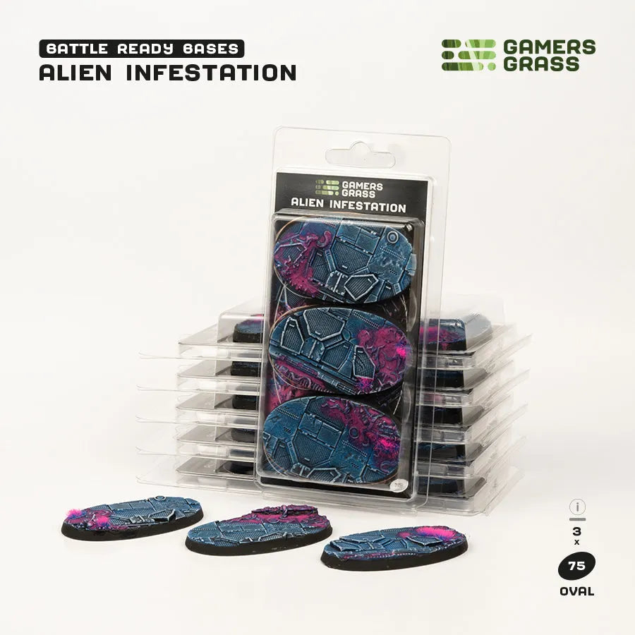 Alien Infestation Bases Oval 75mm (x3)-Gamers Grass-Radaddel