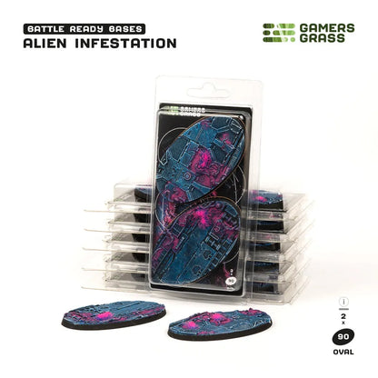 Alien Infestation Bases Oval 90mm (x2)-Gamers Grass-Radaddel