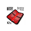 10x Modellierwerkzeug Set Edelstahl mit Ledertasche-Greenstuff World-Radaddel
