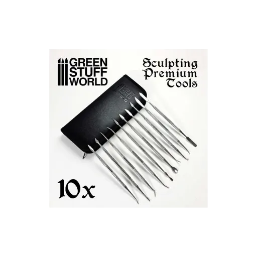 10x Modellierwerkzeug Set Edelstahl mit Ledertasche-Greenstuff World-Radaddel