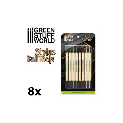 Ball STYLUS Modellierwerkzeug Satz 8 tlg.-Greenstuff World-Radaddel