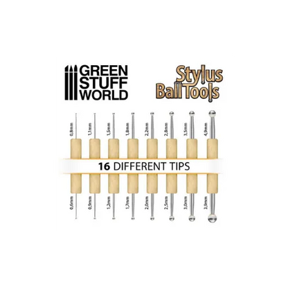 Ball STYLUS Modellierwerkzeug Satz 8 tlg.-Greenstuff World-Radaddel