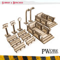 MDF TERRAIN Subway & Benches-PWork Wargames-Radaddel
