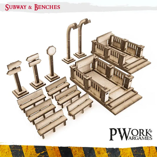 MDF TERRAIN Subway & Benches-PWork Wargames-Radaddel